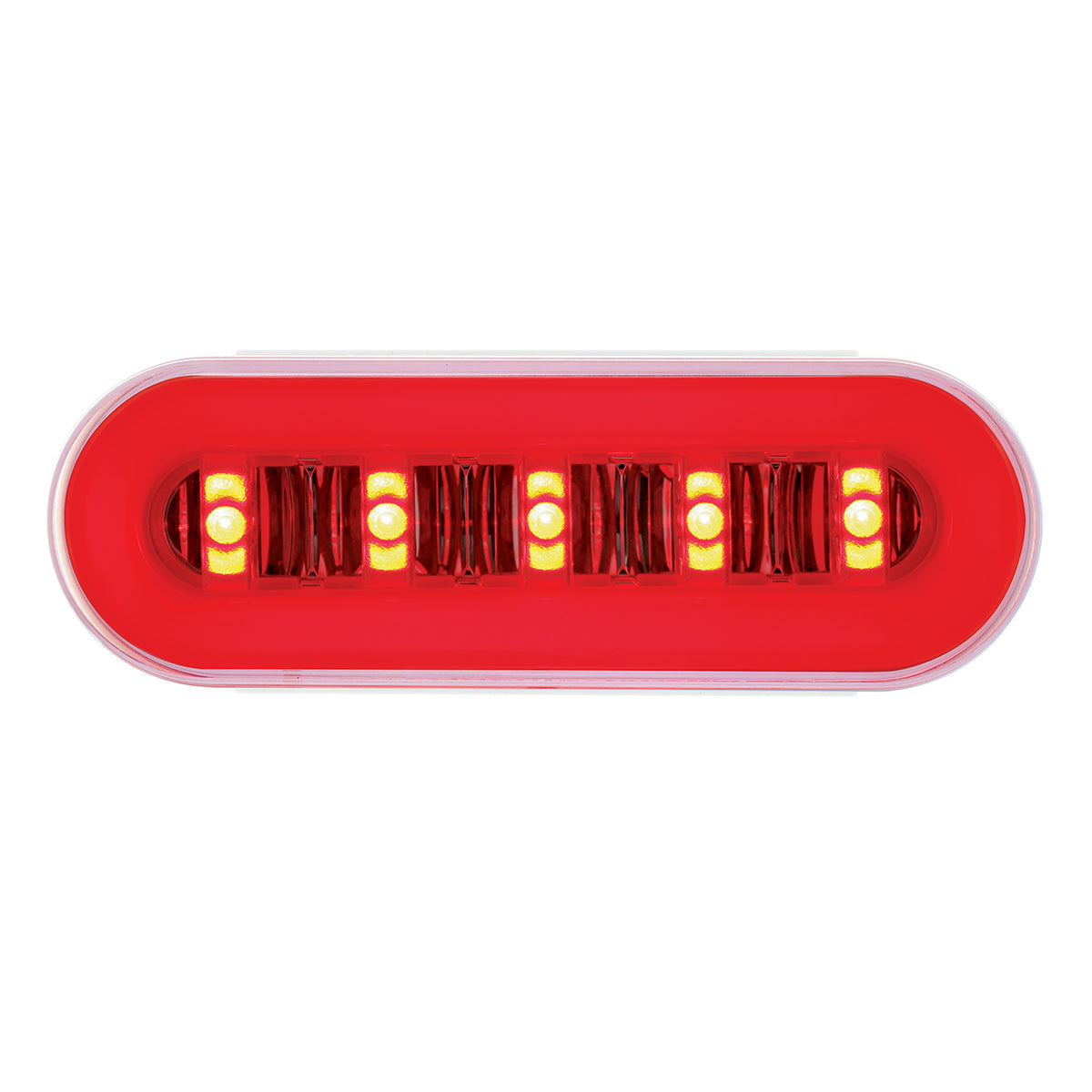 22 LED 6" Oval GloLight With Divider Bar Inner Design (Stop, Turn & Tail) - Red LED/Red Insert (Bulk)