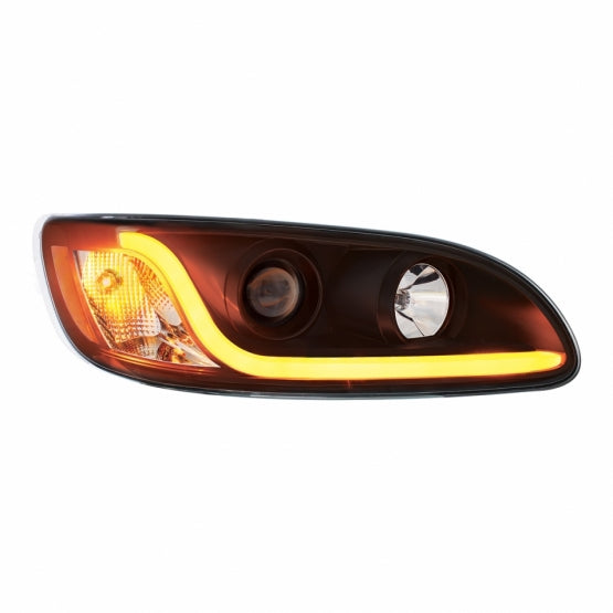 Black Projection Headlight W/LED Dual Function Light Bar For PB 386 (2005-2015) & 387 (1999-2010) - Passenger