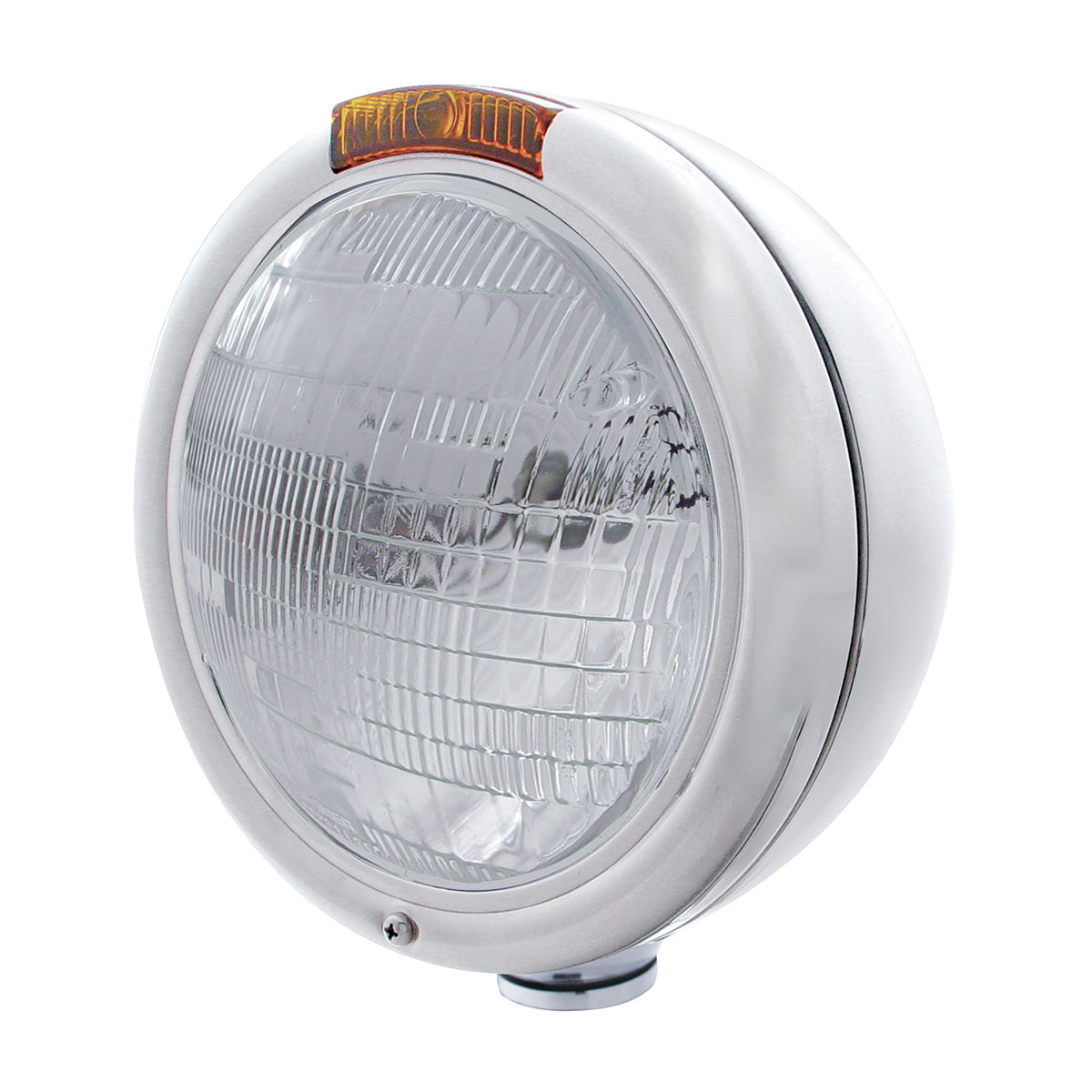 Chrome Classic Headlight H6024 Bulb & Turn Signal - Amber Lens