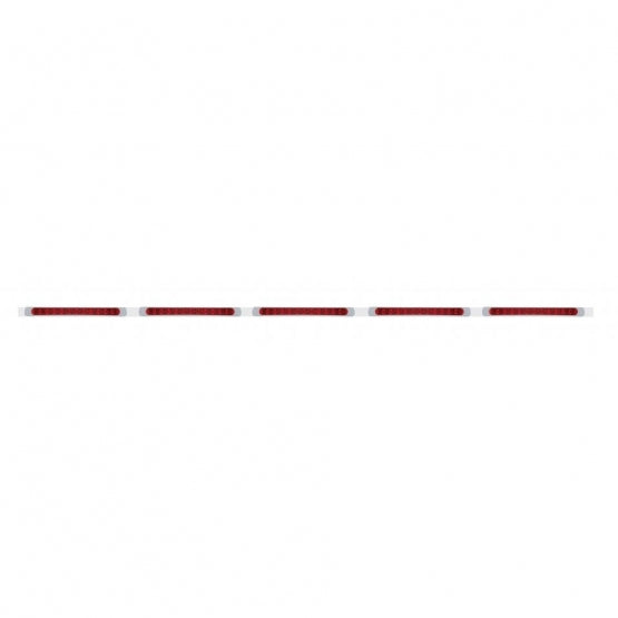 94" Stainless Light Bracket With 5X 11 LED 17" Light Bars & Bezels - Red LED/Red Lens