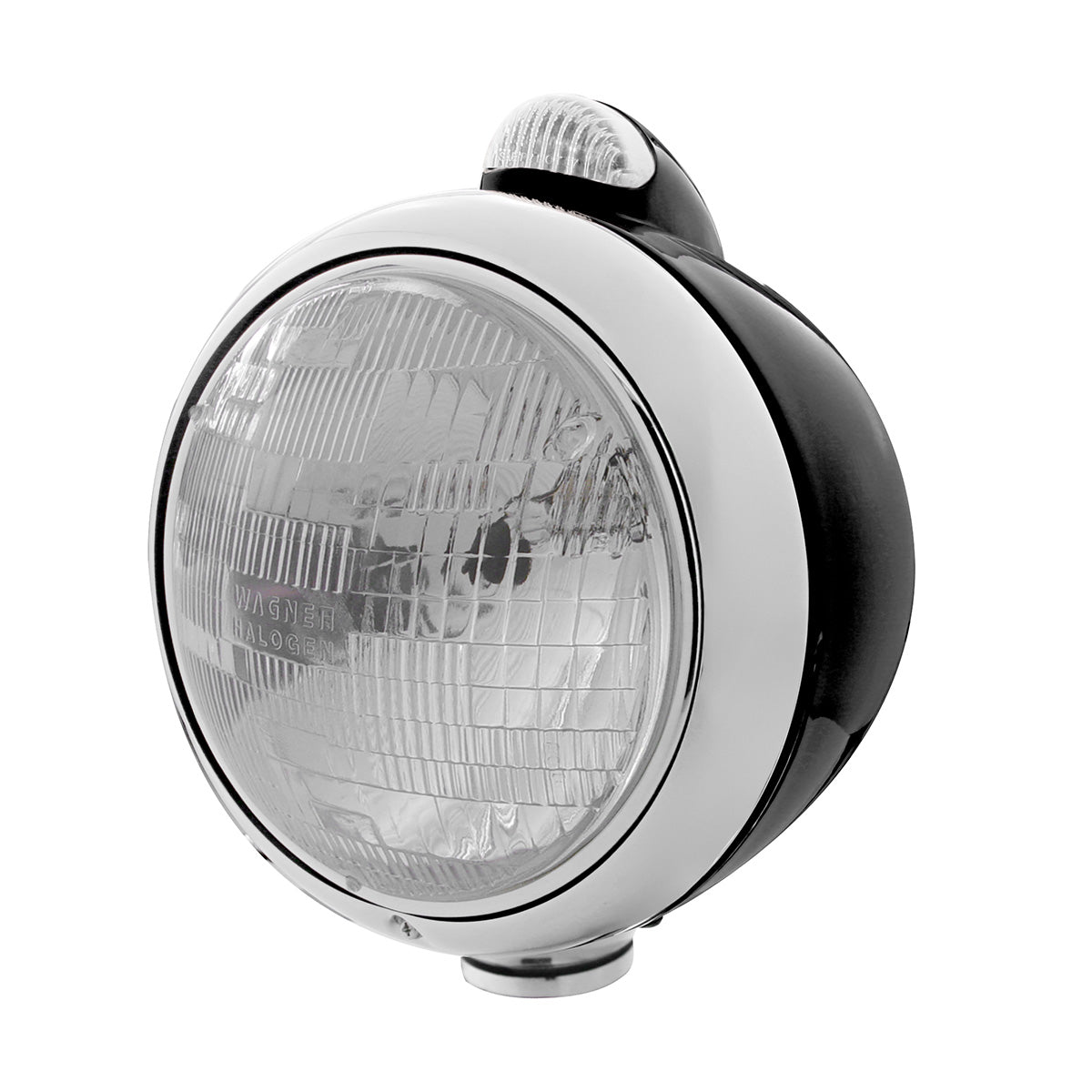 Black Guide 682-C Style Headlight H6024 & LED Turn Signal - Clear Lens
