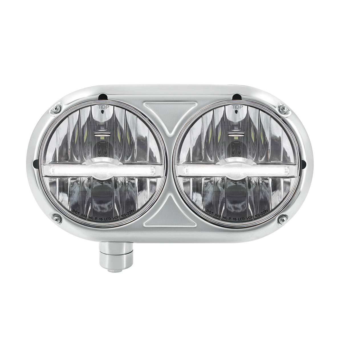 Headlight Assembly With 304 SS Housing & LED Headlights W/White LED Position Light For Peterbilt 359 - Driver