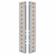 SS Front Air Cleaner Bracket With 26X 3 LED 3/4" Mini Lights & SS Bezels For Peterbilt-Amber LED/Clear Lens