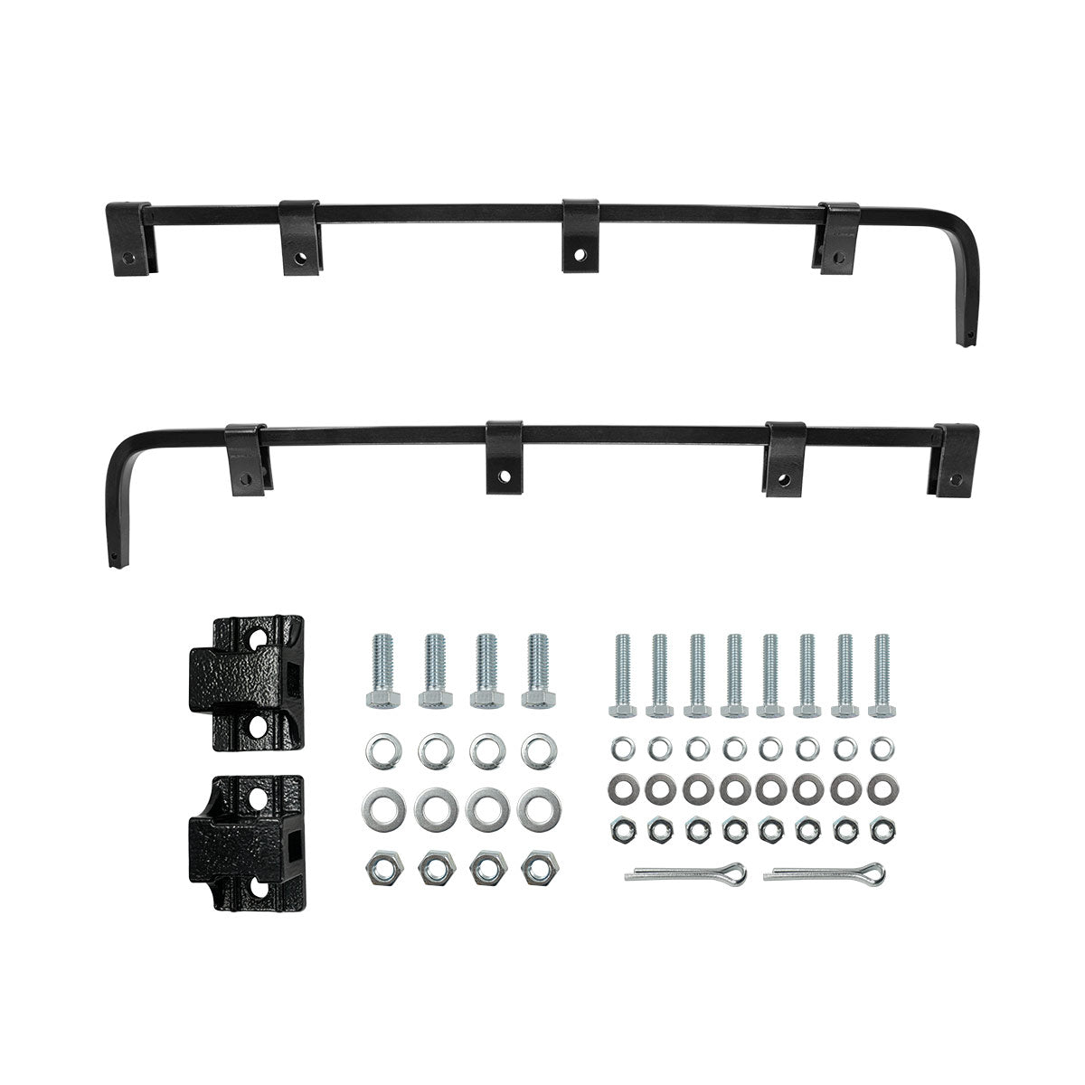 Black Straight Mud Flap Hangers With Mounting Hardware - No Coil (Pair)