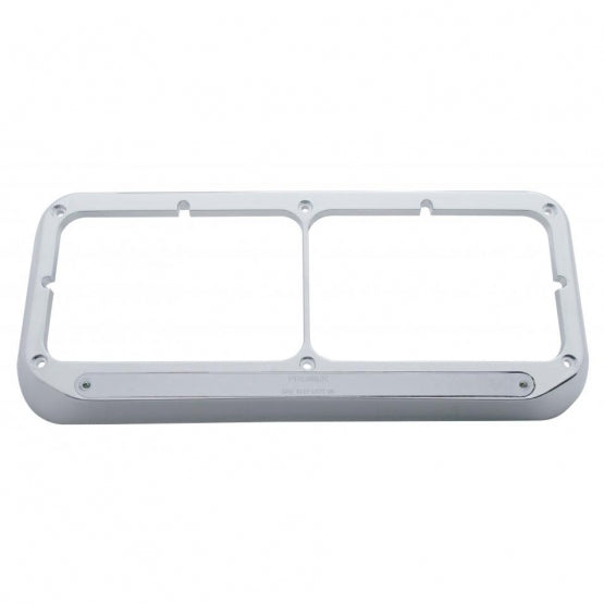 14 LED Chrome Rectangular Dual Headlight Bezel - Amber LED/Chrome Lens