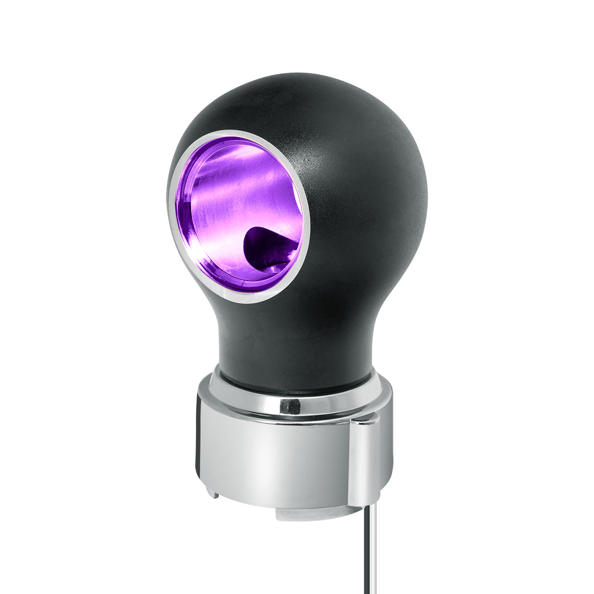 Thread-On Matte Black Charlotte Style Gearshift Knob With LED 9/10 Speed Adapter-Purple LED