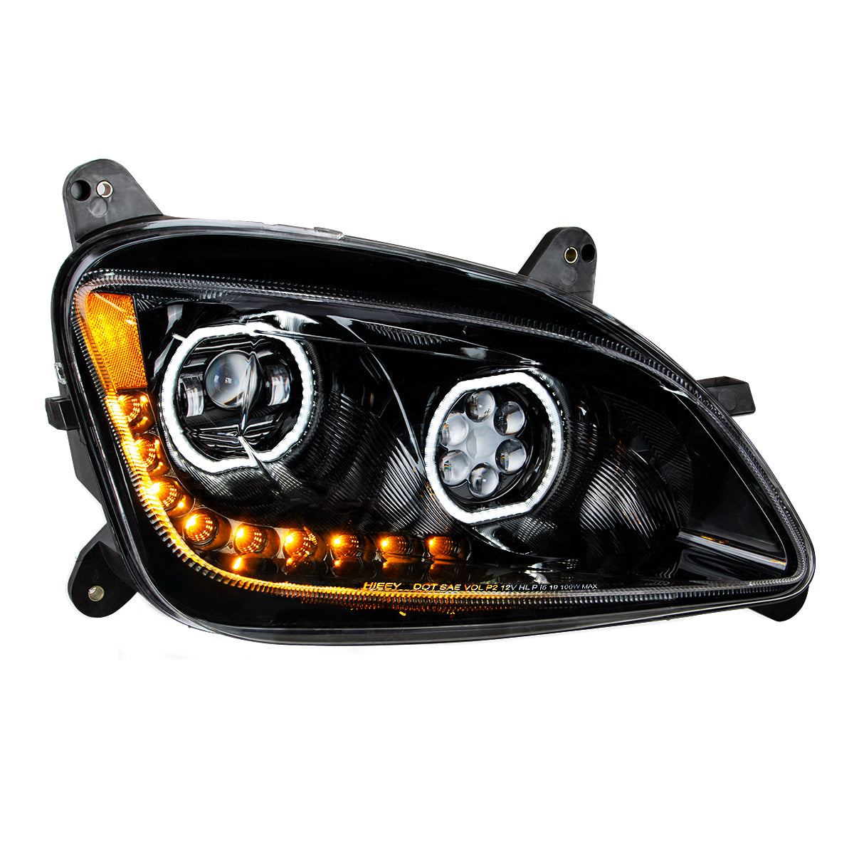 Black 10 LED Headlight For Peterbilt 587 (2010-2016) & 579 (2012-2021) - Passenger Side