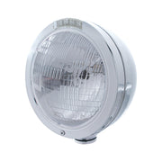 Stainless Steel Bullet Classic Headlight H6024 Bulb & LED Turn Signal - Clear Lens