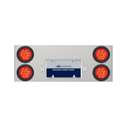 33-3/4" Stainless Rear Center Panel With Four 7 LED 4" Reflector Lights & Grommets - Red LED/Red Lens
