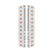 SS Front Air Cleaner Bracket With 22X 3 Amber LED 3/4" Mini Lights & SS Bezels For Peterbilt-Clear Lens