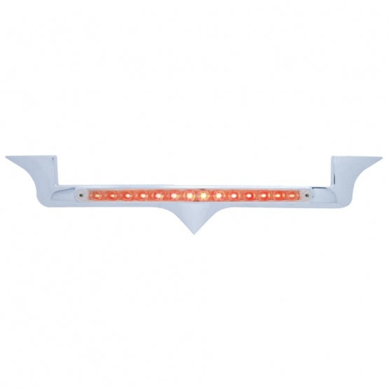 Chrome Hood Emblem Trim With 14 LED Light Bar For Kenworth - Red LED/Clear Lens