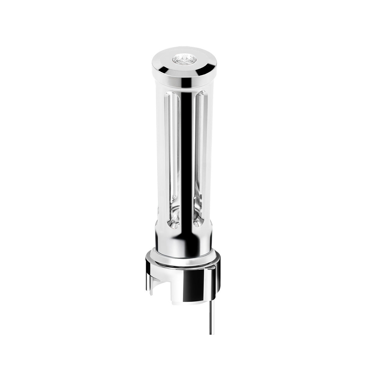 Thread-On Chrome Sonoma Style Gearshift Knob With LED 13/15/18 Speed Adapter-Clear Crystal/White LED