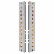 SS Front Air Cleaner Bracket With 26X 2 Amber LED 3/4" Mini Lights & SS Bezels For Peterbilt-Amber Lens