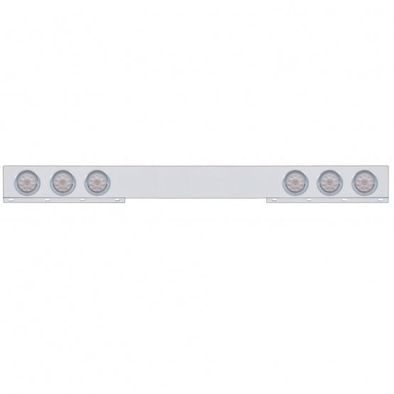 Chrome 1 Piece Rear Light Bar With Six 10 LED 4" Lights & Visors - Red LED/Clear Lens