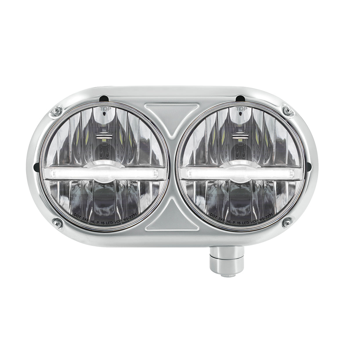 Headlight Assembly With 304 SS Housing & LED Headlights W/White LED Position Light For Peterbilt 359 - Passenger