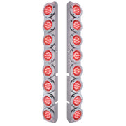 Stainless Rear Air Cleaner Bracket With 16X 9 LED 2" Lights & Bezels For Peterbilt- Red LED/Red Lens