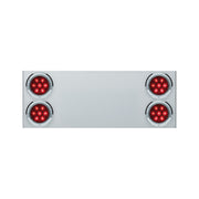 33-3/4" Stainless Rear Center Panel With Four 7 LED 4" Light & Bezel (No LP Holes)- Red LED/Red Lens - CS