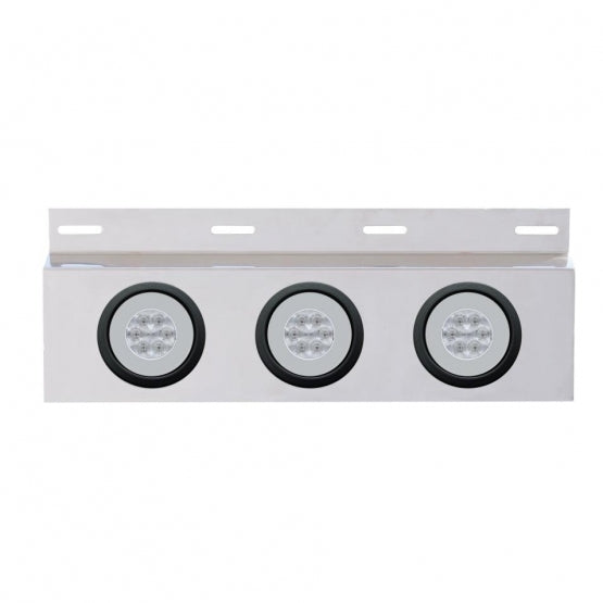 Stainless Top Mud Flap Plate With 3X 21 LED 4" GloLight & Grommets - Red LED/Clear Lens (Each)