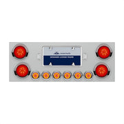 SS Rear Center Panel With Four 16 LED 4" Turbine Light & Six 7 LED 2" Lights & Visor-Red LED/Red Lens