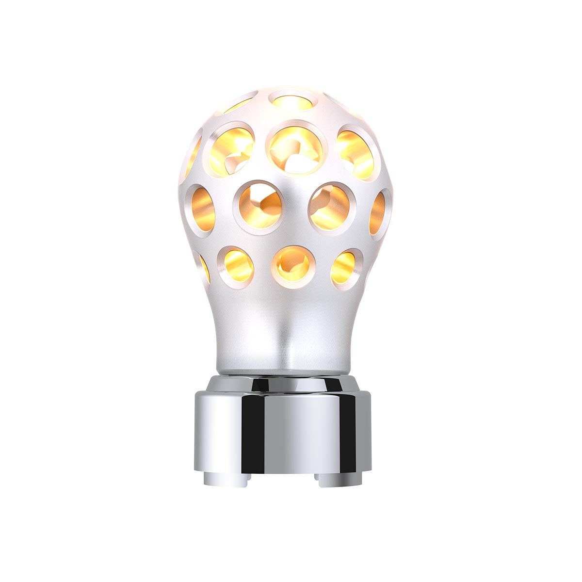 Thread-On Annodized Phoenix Style Ball Gearshift Knob With LED 9/10 Speed Adapter-Amber LED