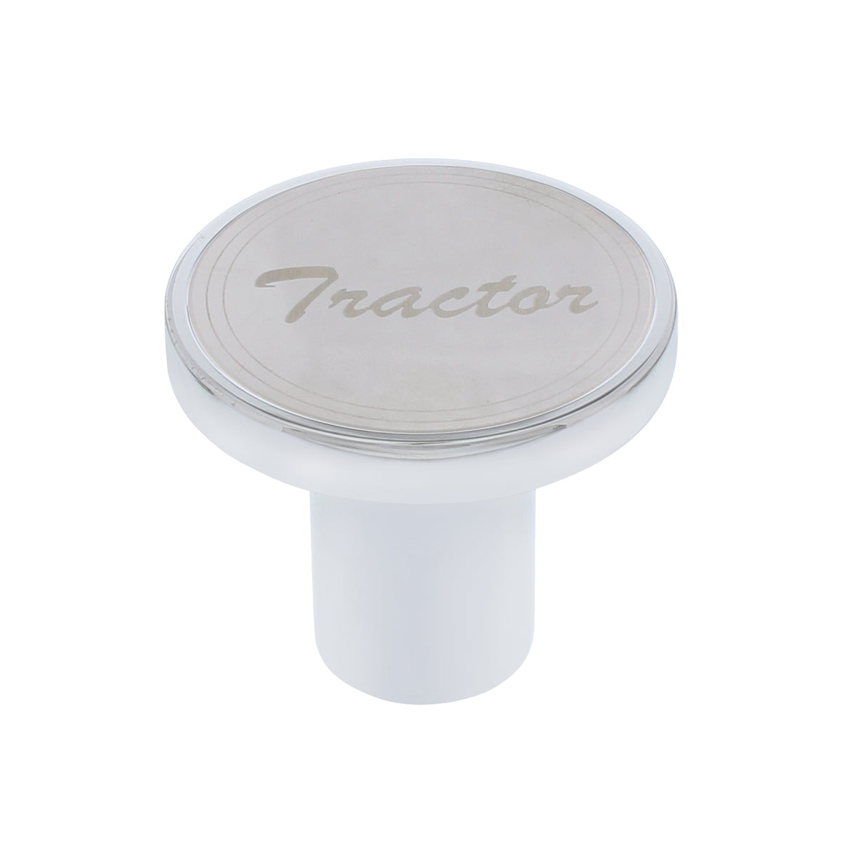 Aluminum Screw-On Air Valve Knob With Stainless Tractor Plaque - Chrome