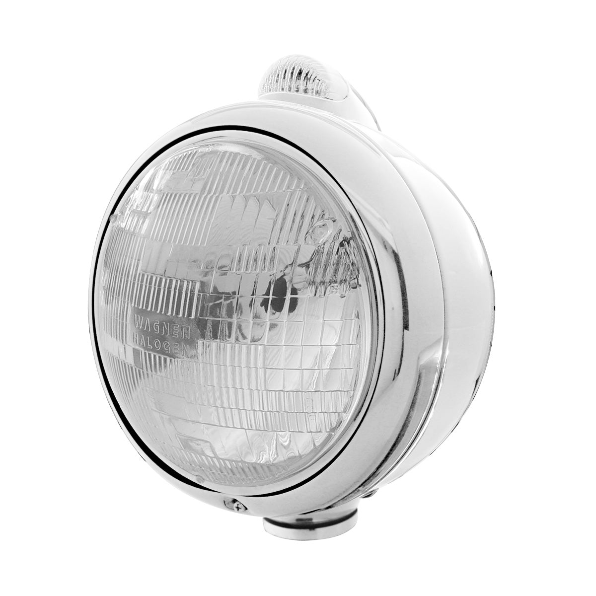 Chrome Guide 682-C Style Headlight H6024 & LED Turn Signal - Clear Lens