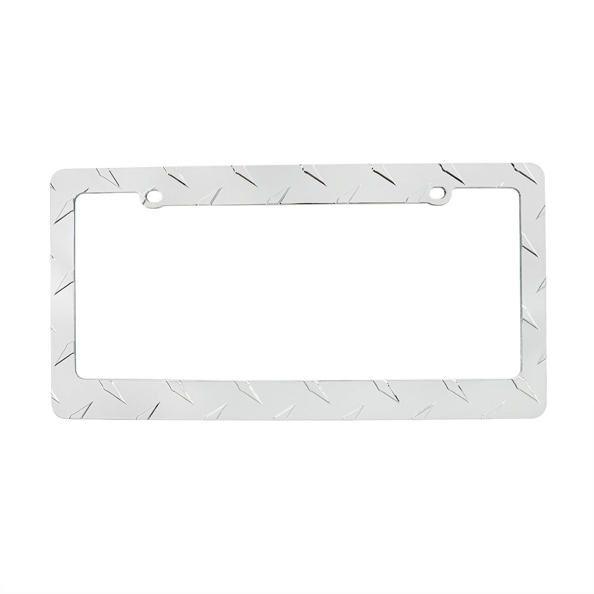 Diamond Plate License Plate Frame - Chrome
