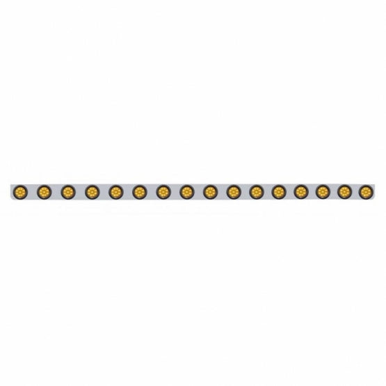 79-1/2" Stainless Bumper Light Bracket With 16X 9 LED 2" Light & Grommets - Amber LED/Amber Lens