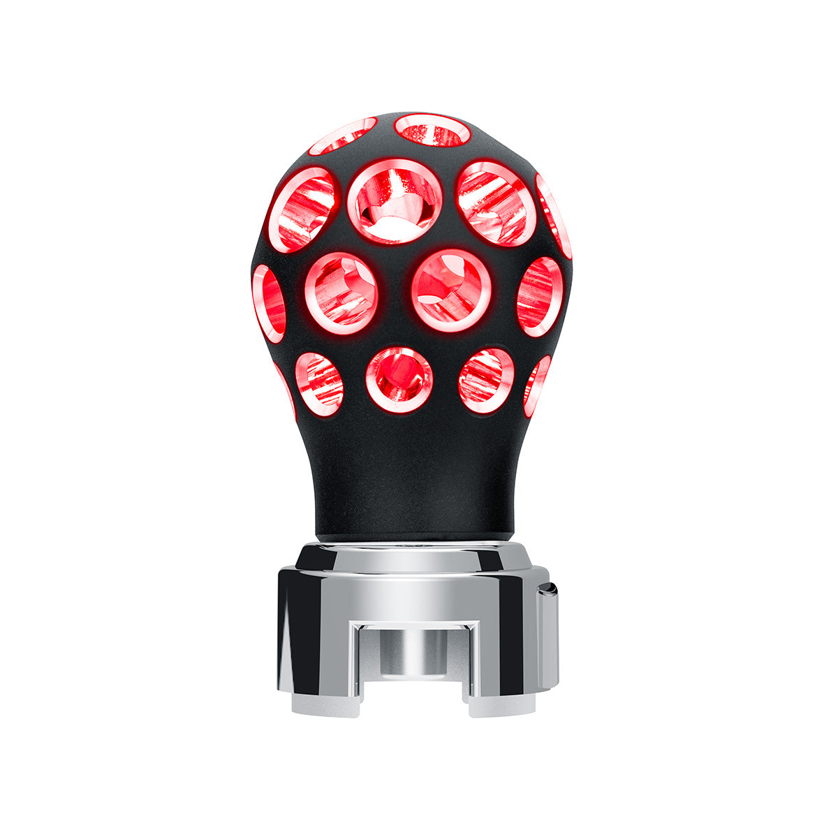 Thread-On Matte Black Phoenix Style Ball Gearshift Knob With LED 13/15/18 Speed Adapter-Red LED