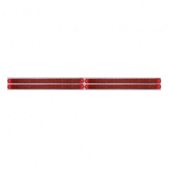 Chrome Top Mud Flap Plate With Four 19 LED 12" Reflector Light Bars - Red LED/Red Lens (Each)