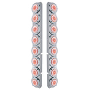 SS Rear Air Cleaner Bracket With 16X 9 LED 2" Lights & Bezels For Peterbilt-Red LED/Clear Lens