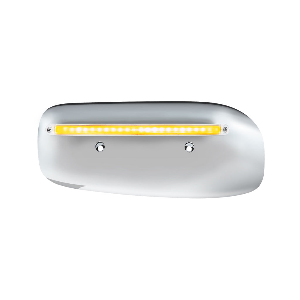 24 LED GloLight Rear Headlight Housing Cover For 2008-2023 Peterbilt 389 (Driver)- Amber LED/Clear Lens