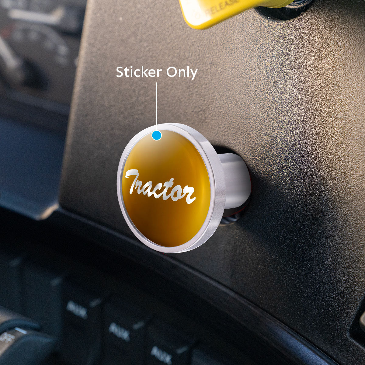 "Tractor" Glossy Air Valve Knob Candy Color Sticker -Electric Yellow