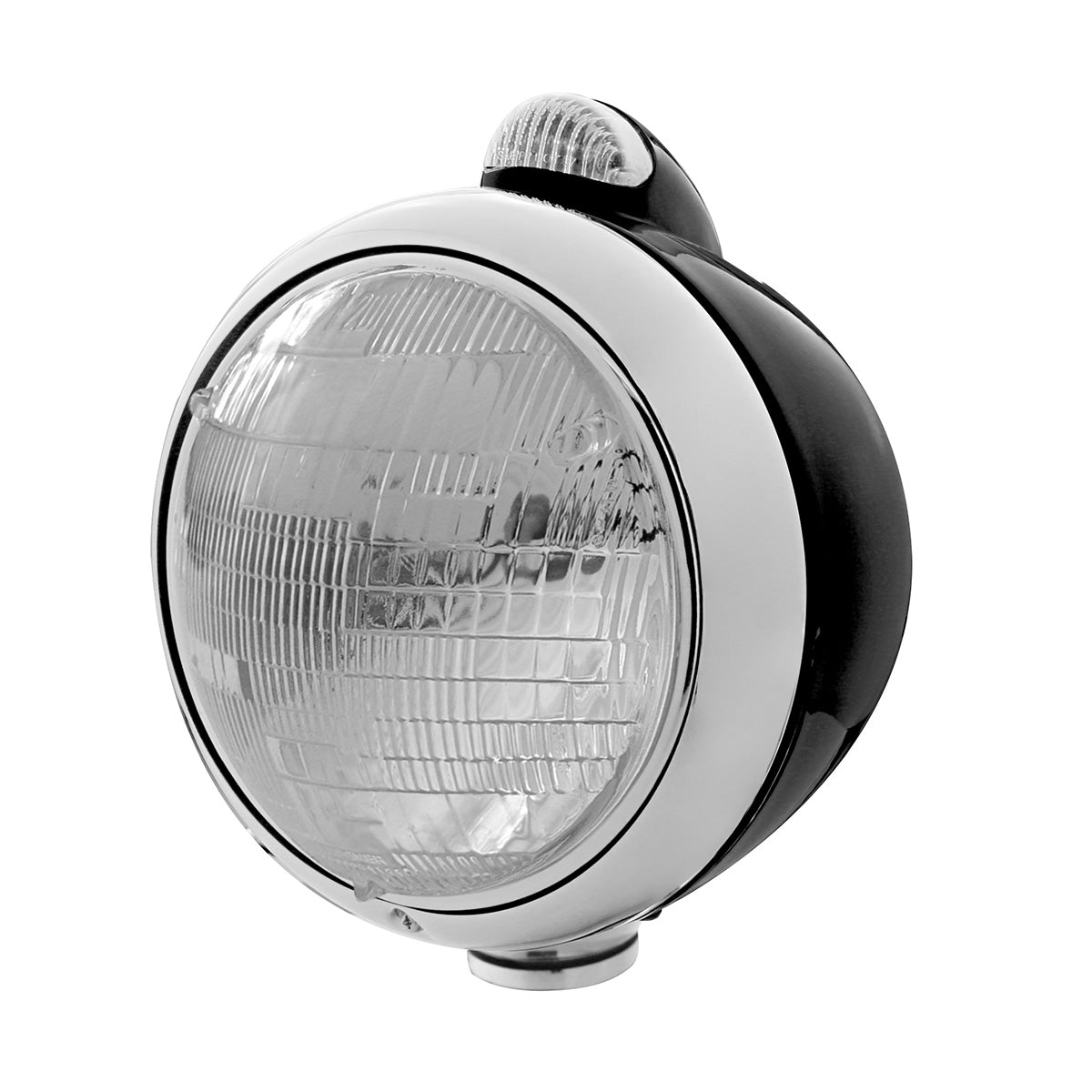Black Guide 682-C Style Headlight 6014 & LED Turn Signal - Clear Lens