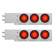 2.5" Bolt Pattern Chrome Spring Loaded Bar W/6X 4" 16 LED Turbine Lights - Red LED/Red Lens (Pair)