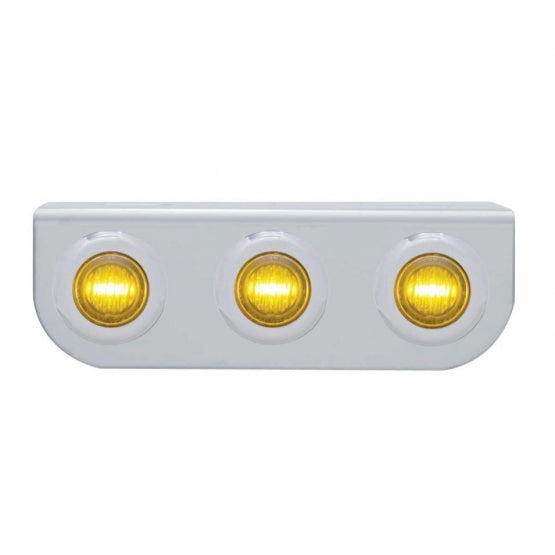 Stainless Light Bracket With 3X 3 LED 3/4" Mini Lights - Amber LED/Amber Lens
