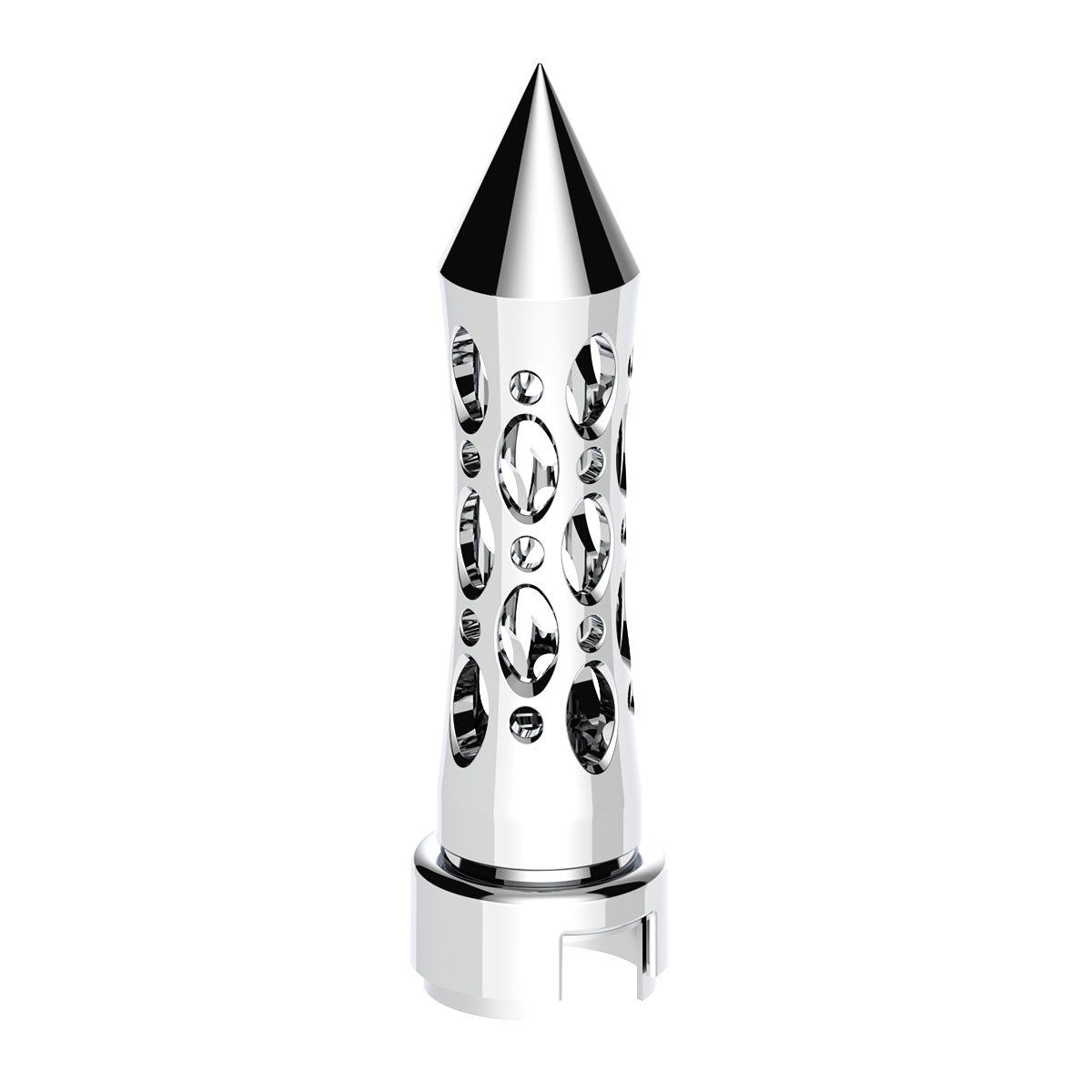 M30X3.5 Thread-On Daytona Style Spike Gearshift Knob With 13/15/18 Speed Adapter - Chrome/Vertical