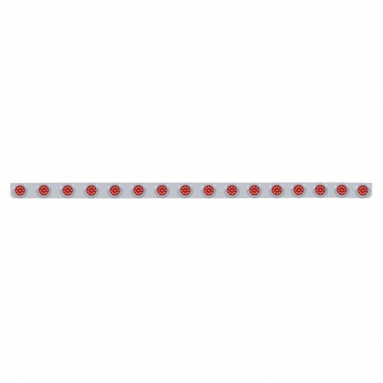 79-1/2" Stainless Bumper Light Bracket With 16X 9 LED 2" Lights & Bezels - Red LED/Red Lens