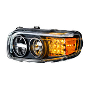 Blackout LED Headlight With LED Turn & Position Light Bar For 2008-2023 Peterbilt 389- Driver