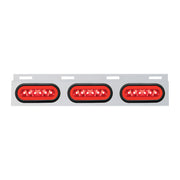 Stainless Top Mud Flap Bracket With 3X 22 LED 6" Oval GloLight & Grommets - Red LED/Red Lens (Each)