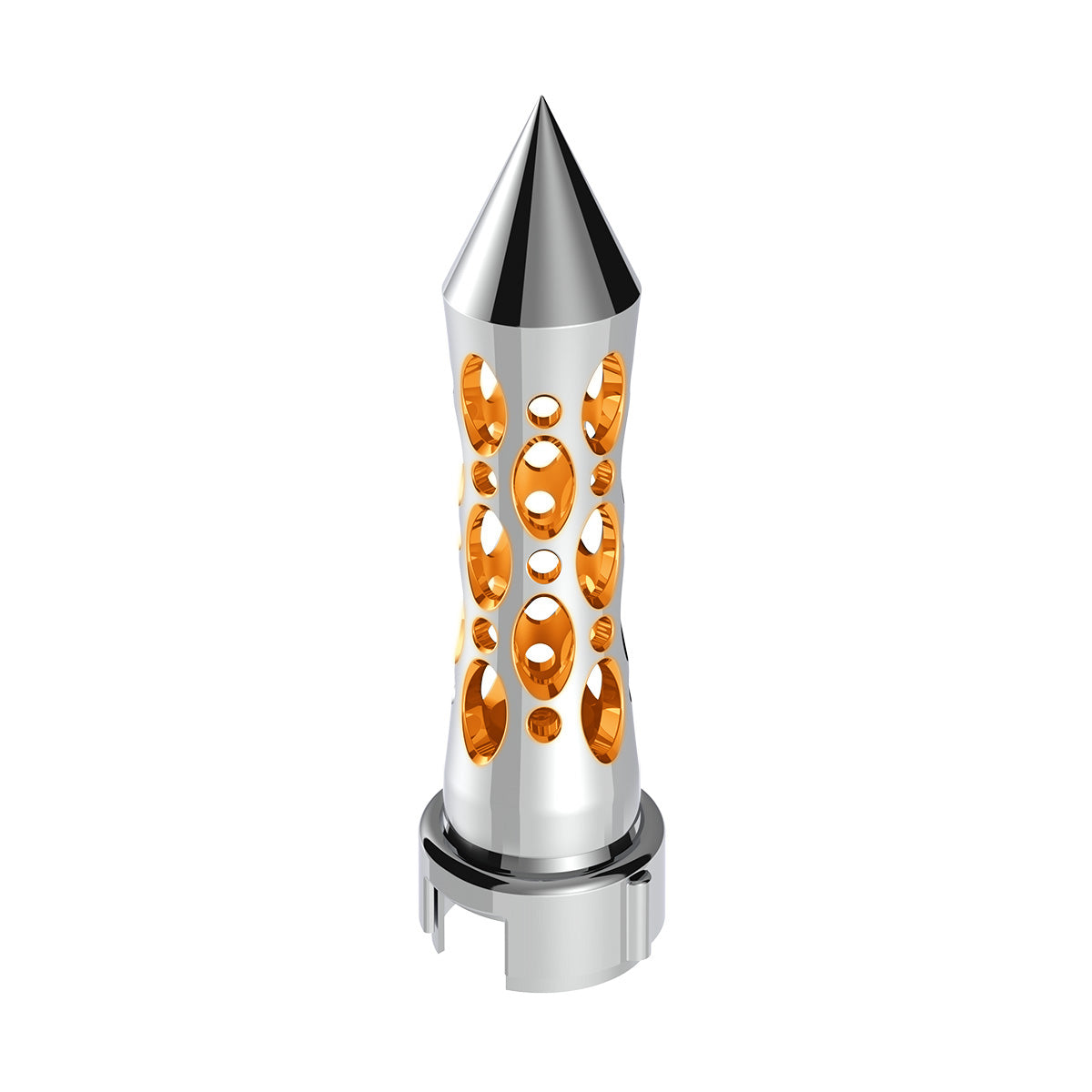 Thread-On Daytona Style Spike Gearshift Knob With LED 13/15/18 Speed Adapter - Chrome/Amber LED