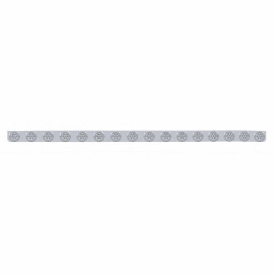 79-1/2" SS Bumper Light Bracket With 16X 7 LED 2" Reflector Lights & Bezels -Red LED/Clear Lens