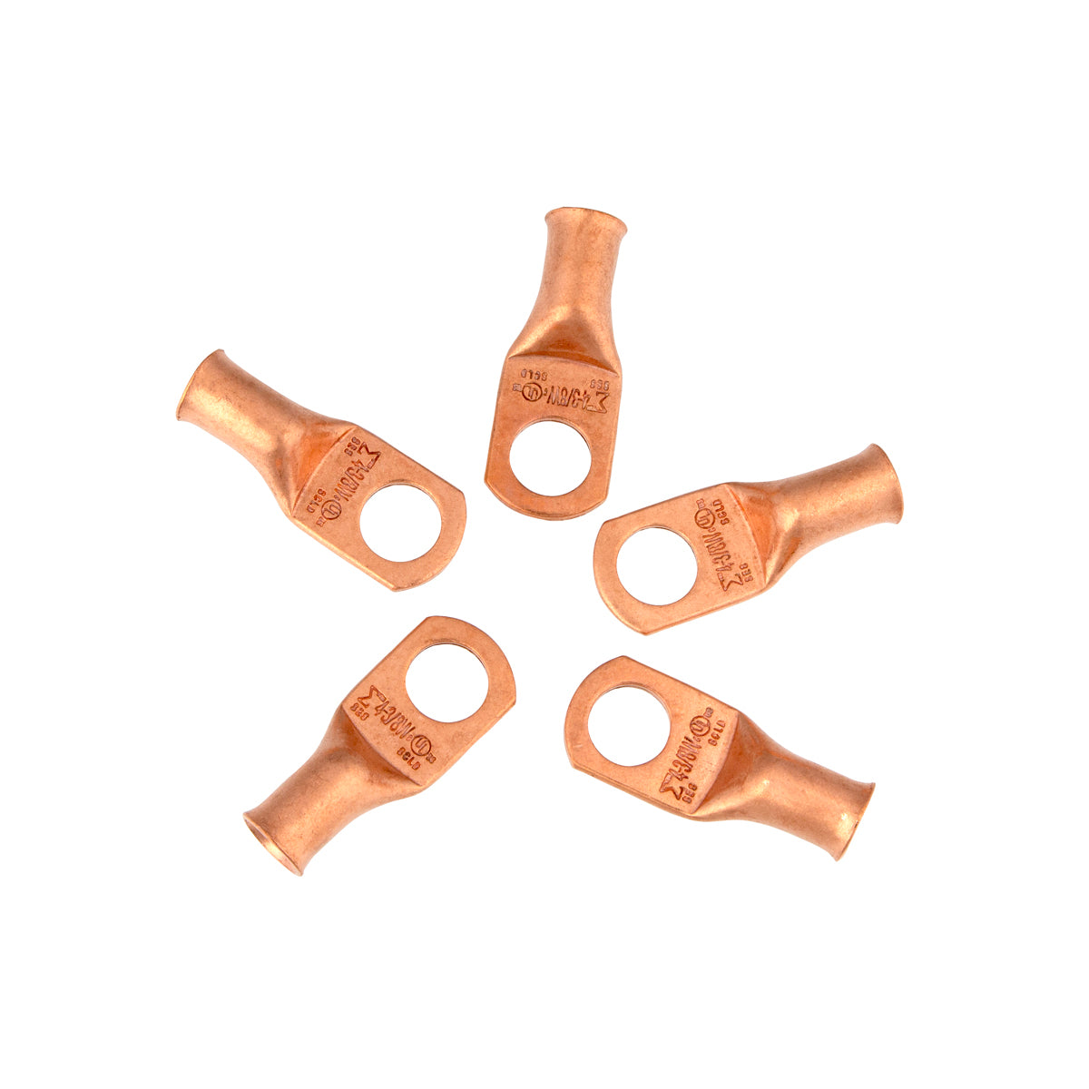4 AWG 3/8" Stud Seamless Tubular Copper Lug (5-Pack)