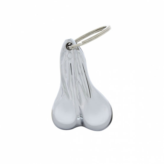2.5" Small Die-Cast Low-Hanging Balls Novelty Keychain - Chrome