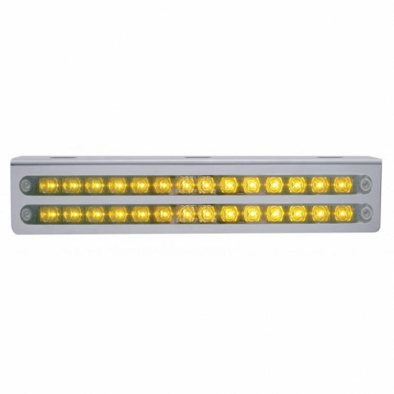 12-3/4" Stainless Light Bracket With 2X 14 LED 12" Light Bars - Amber LED/Chrome Lens
