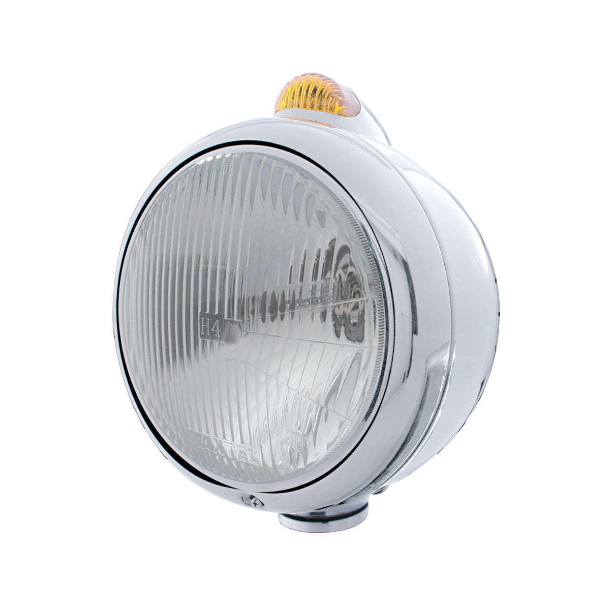 Stainless Steel Guide 682-C Headlight H4 & Dual Mode LED Signal - Amber Lens