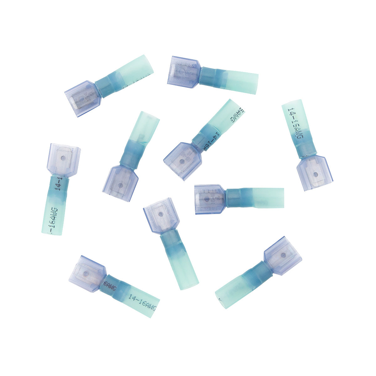 16-14 AWG .250 Tab CS Fully Insulated Heat Shrink M Disconnect - Blue (10-Pack)