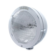 Stainless Steel Bullet Classic Headlight 6014 Bulb & LED Turn Signal - Clear Lens