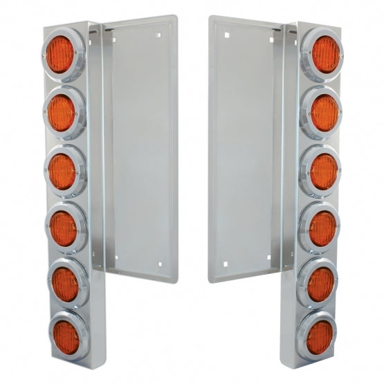 FL SS Front Air Cleaner Bracket W/12X 9 LED 2" Lights & Bezels -Amber LED & Lens