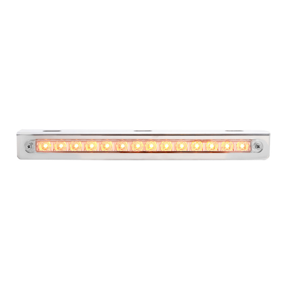 Stainless Light Bracket With 14 LED 12" Sequential Light Bar (Left to Right) - Amber LED/Clear Lens